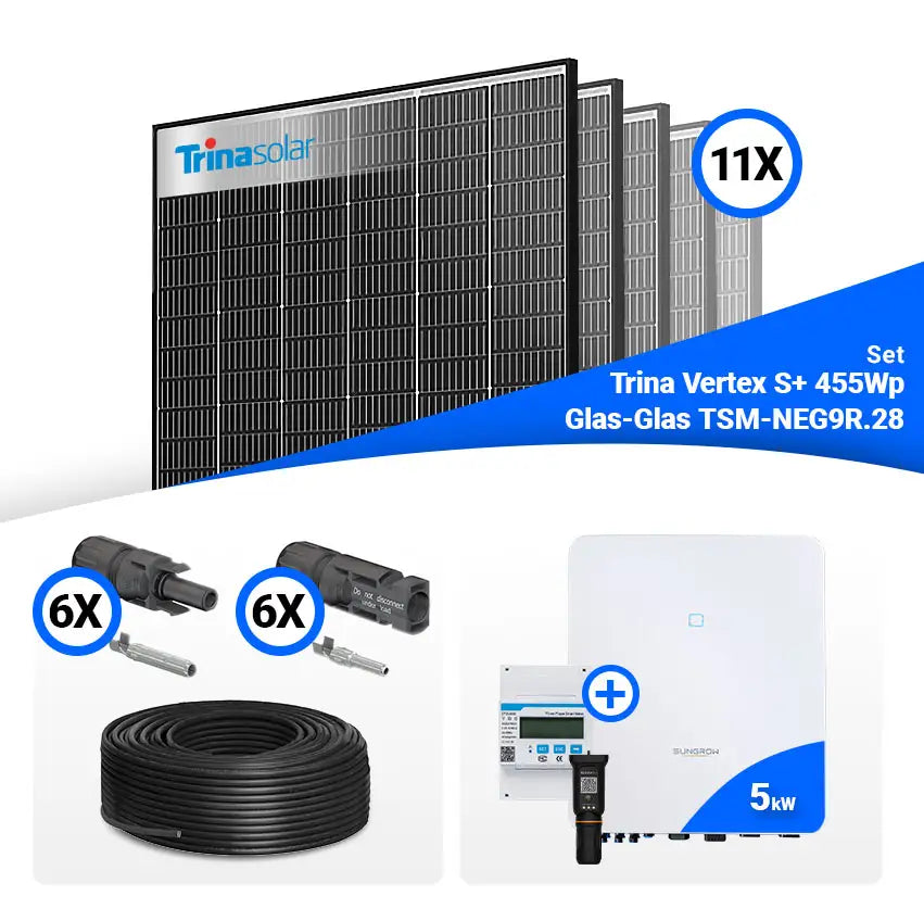 PV Komplettset 5 kWp – 11x Trina 455W Black Frame & Sungrow SH5.0RT mit Speicheroption