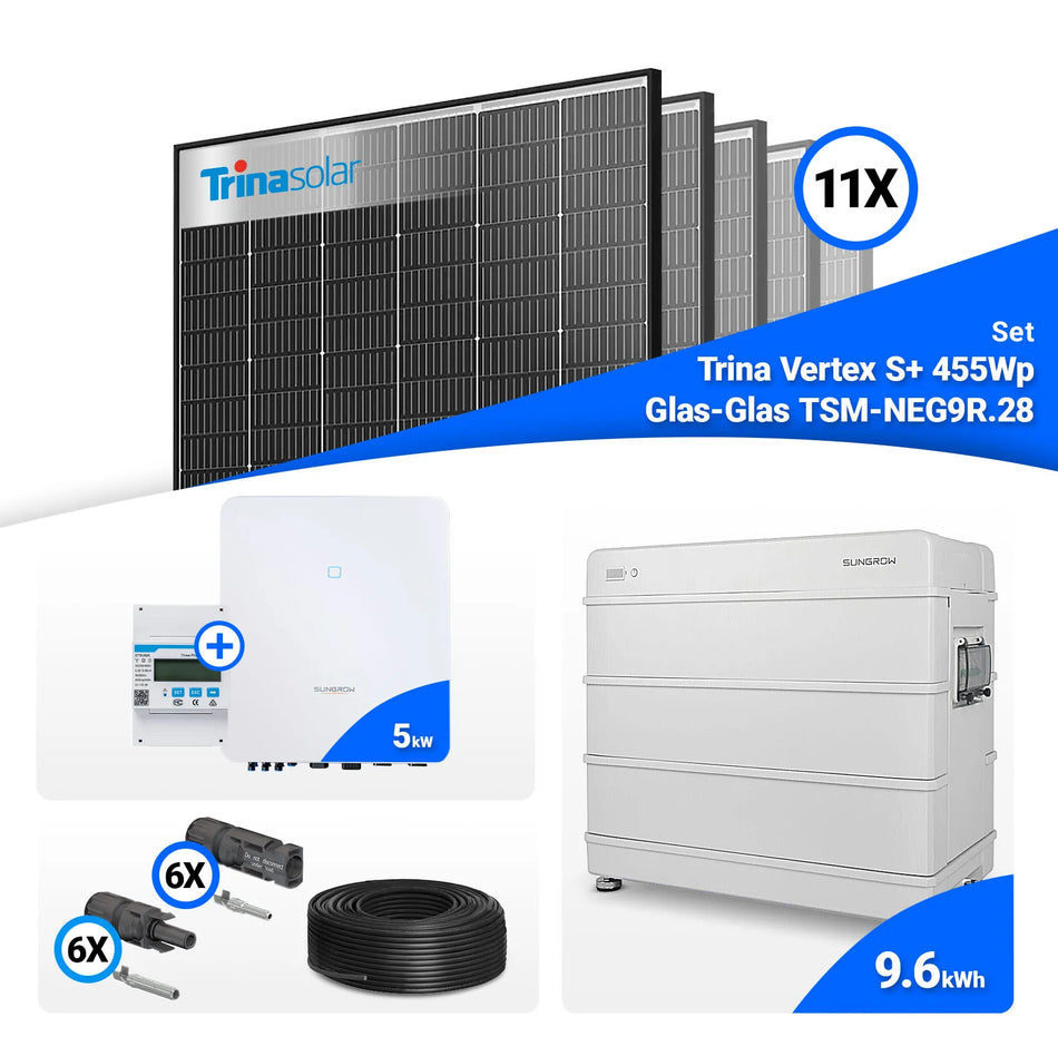 PV Komplettset 5 kWp – 11x Trina 455W Black Frame & Sungrow SH5.0RT mit Speicheroption
