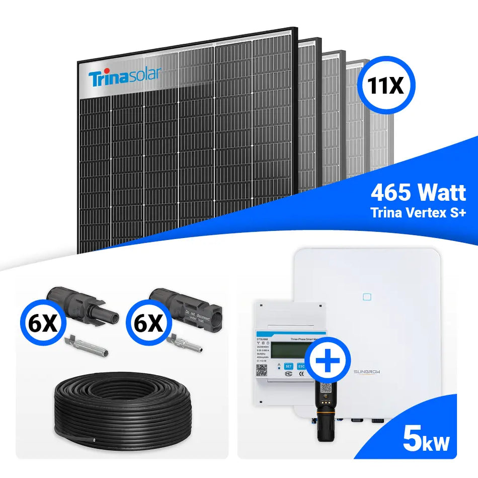 PV Komplettset 5 kWp – 11x Trina 465W Black Frame & Sungrow SH5.0RT mit Speicheroption
