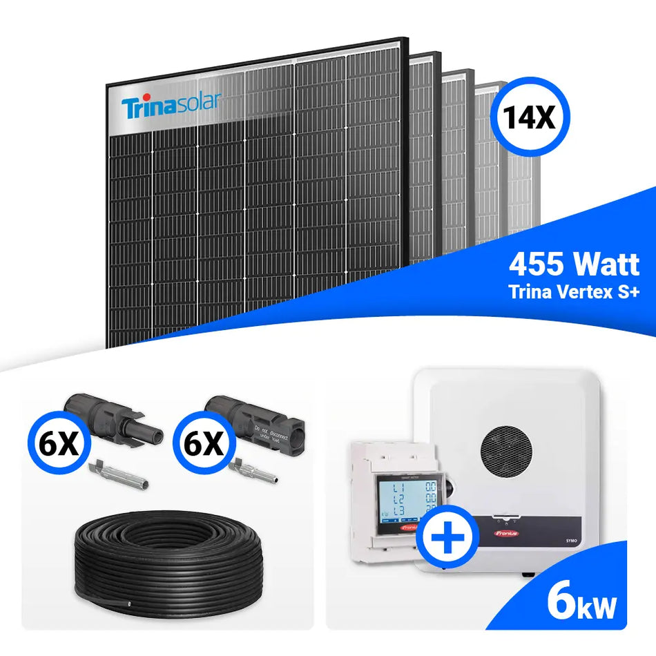 PV Komplettset 6 kWp – 14x Trina 455W Black Frame & Fronius SYMO-GEN24 6.0, Speicheroption