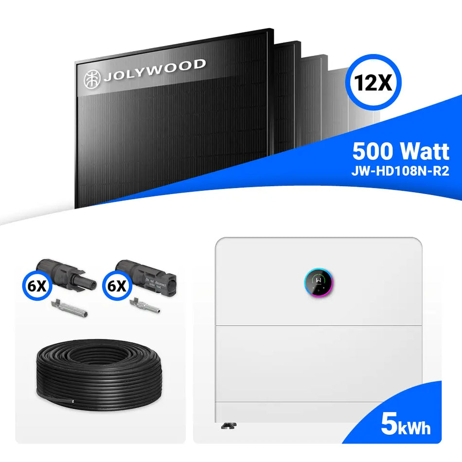 PV Komplettset 6 kWp – 12x Jolywood 500W Full Black & GoodWe ESA All in One System
