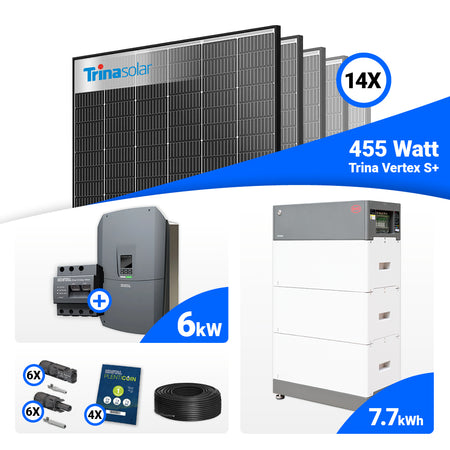 Solaranlage Komplettset 6 kWp mit Trina 455W Black Frame Modulen und Kostal Wechselrichter, erweiterbar um Speicher