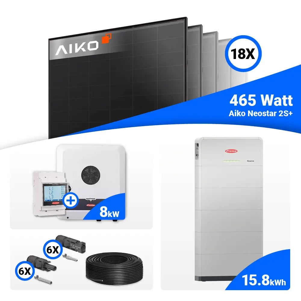 Photovoltaik Komplettset 8 kWp AIKO Full Black + Fronius GEN24 8.0 Plus