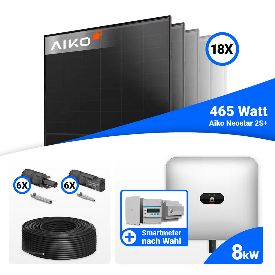 PV Komplettset 8 kWp mit AIKO 465W Modulen und Huawei Wechselrichter