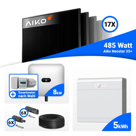 8 kWp Photovoltaik Set AIKO 485W Full Black Huawei SUN2000
