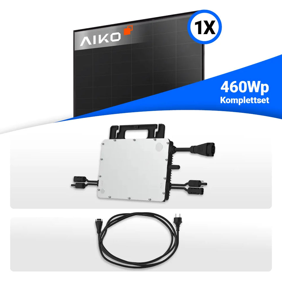 460W Balkonkraftwerk - 1x Aiko 460W Full Black & Hoymiles HMS-800W-2T Wechselrichter