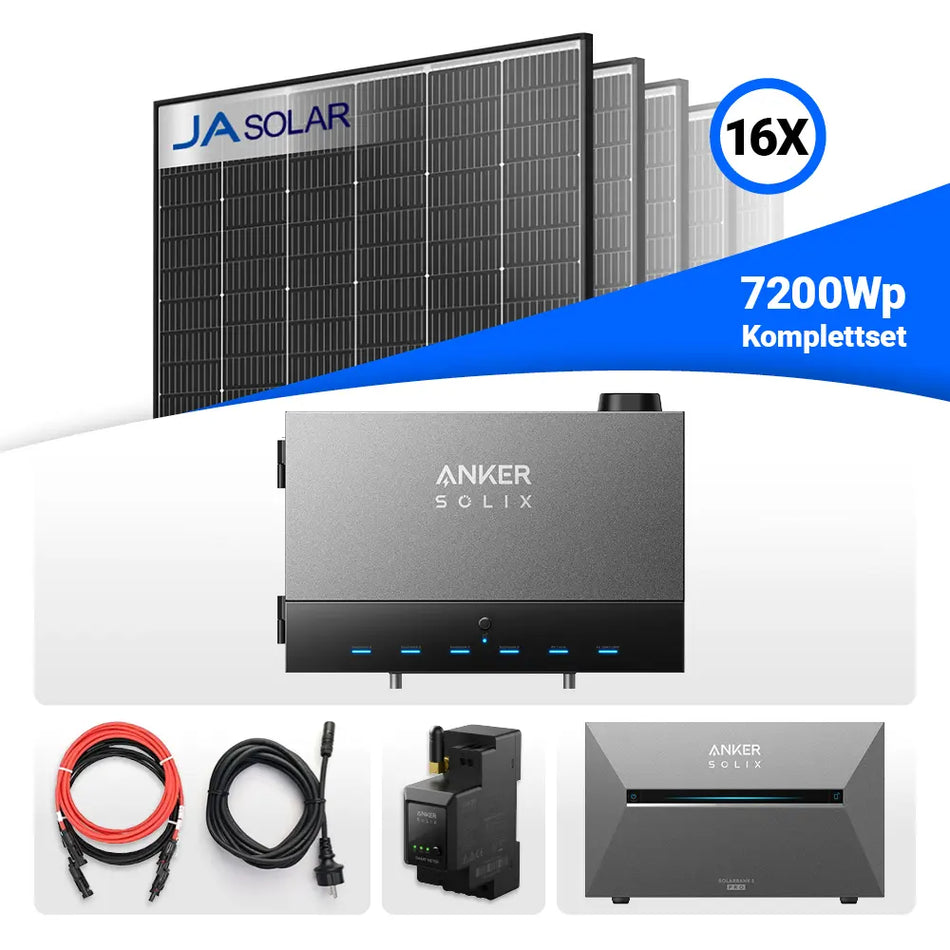 Balkonkraftwerk Komplettset 7200 Wp mit JA Solar Modulen und Anker SOLIX – Photovoltaik Anlage für Eigenverbrauch, bestellbar bei SH24.