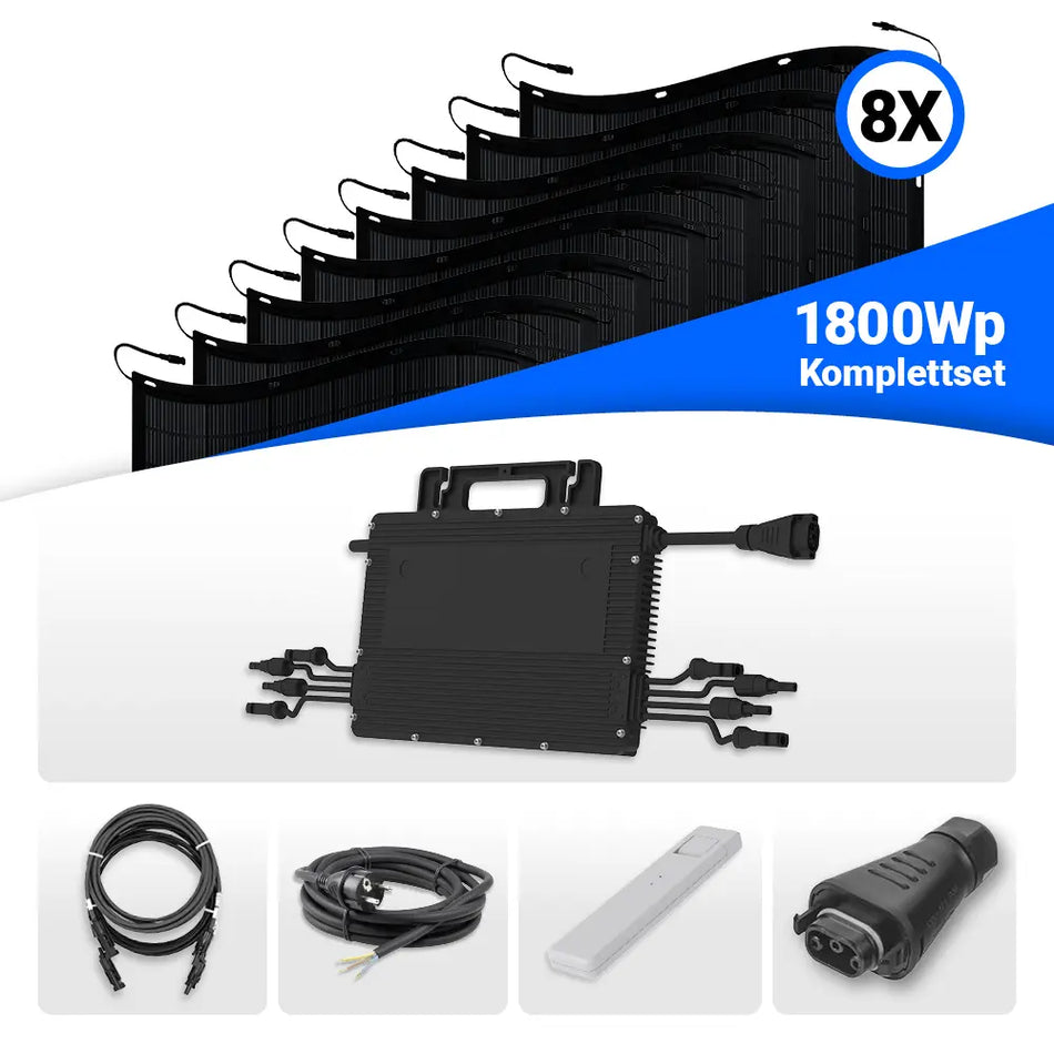 1800W Balkonkraftwerk – solago mit flexiblen Solarmodulen 8x225W Set mit Speicheroption