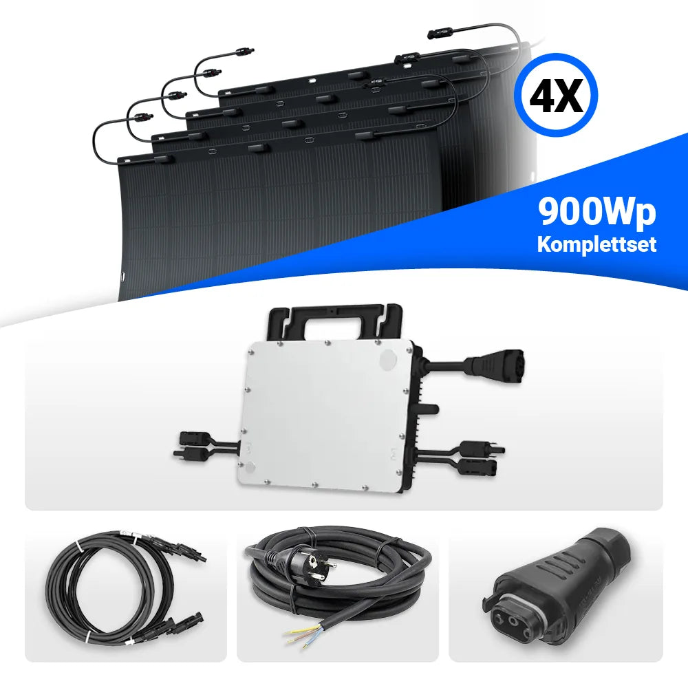900W Balkonkraftwerk mit flexiblen Solarmodulen & Speicheroption ...