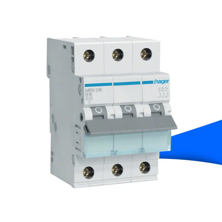 Hager MBN316 Leitungsschutzschalter – 3-polig, 16A, B-Charakteristik, 6kA Produktbild