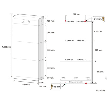 Huawei LUNA2000 Wandhalterung Anleitung