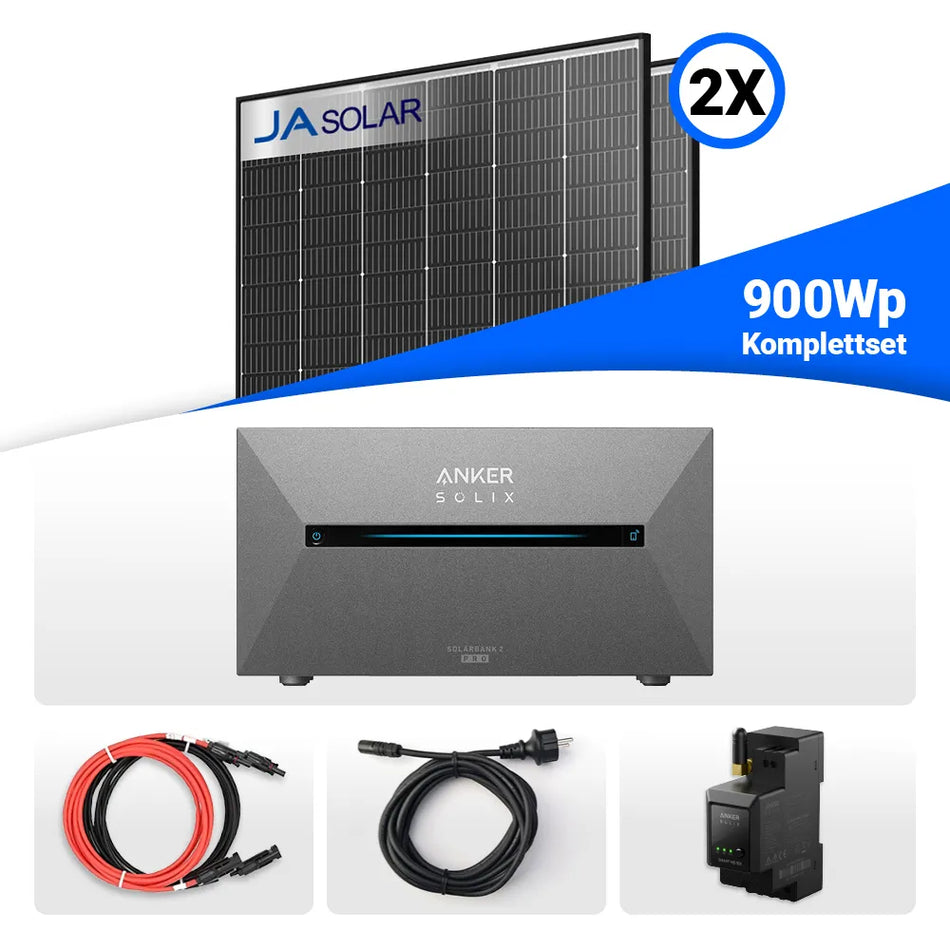 800W Balkonkraftwerk mit Anker Speicher Komplettset