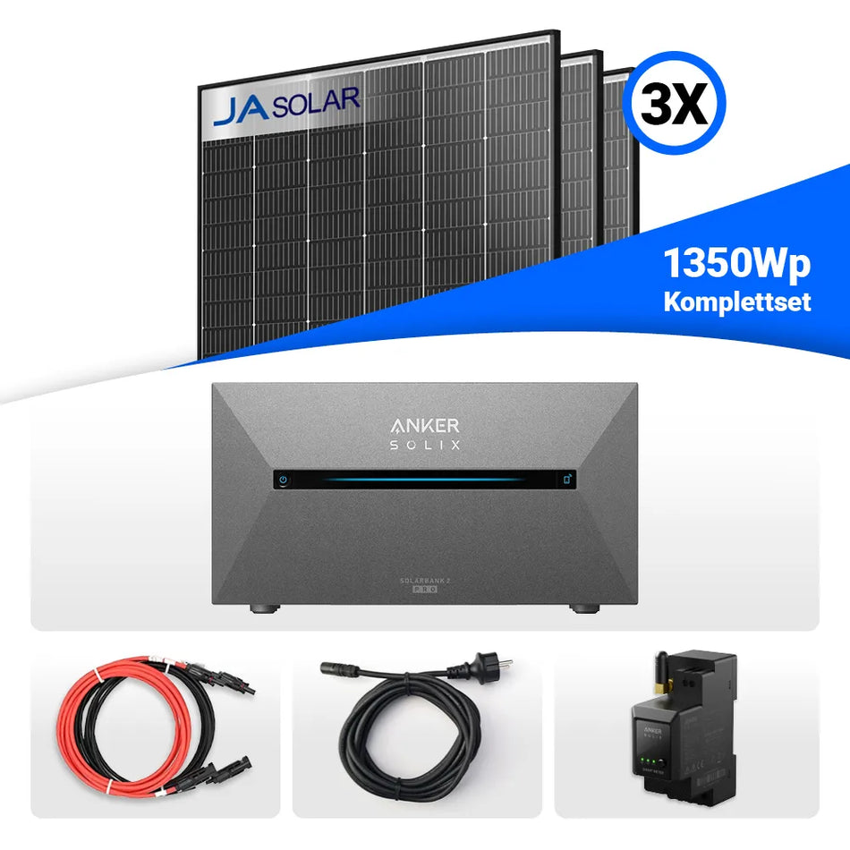 1335W Balkonkraftwerk mit Anker Solarbank 2 Pro erweiterbar Komplettset