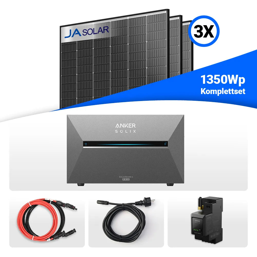 Balkonkraftwerk, JaSolar 1350W, Anker Pro 3, Set