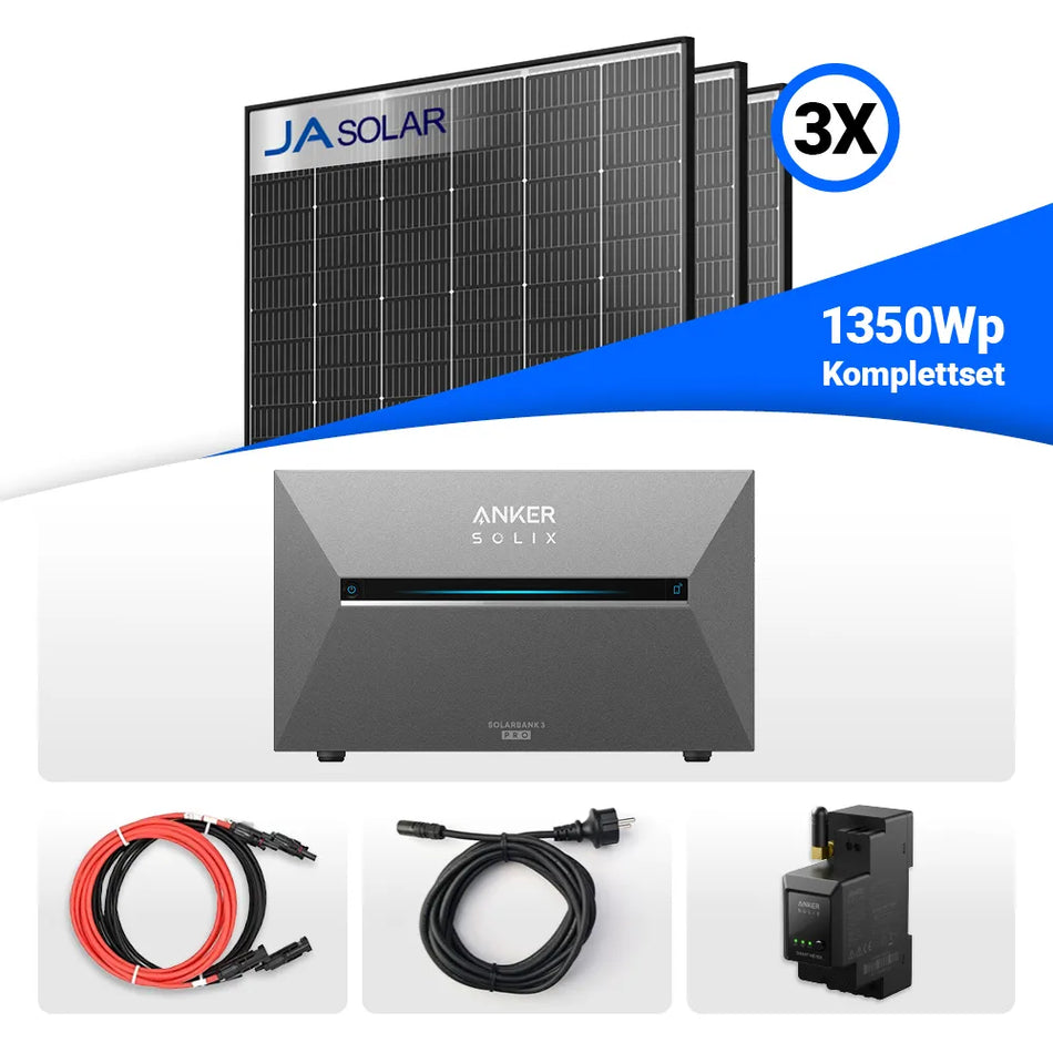 Balkonkraftwerk, JaSolar 1350W, Anker Pro 3, Set