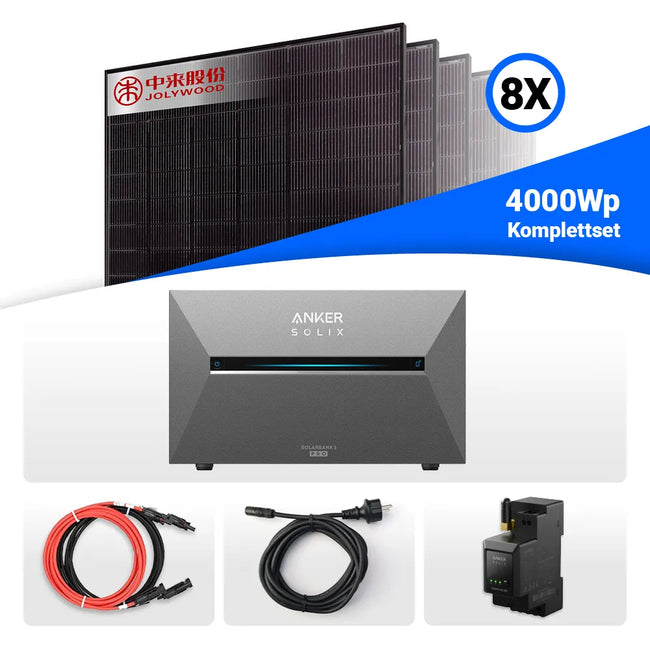 Solarhandel24 4000W Balkonkraftwerk mit Anker Solix Solarbank 3 Pro