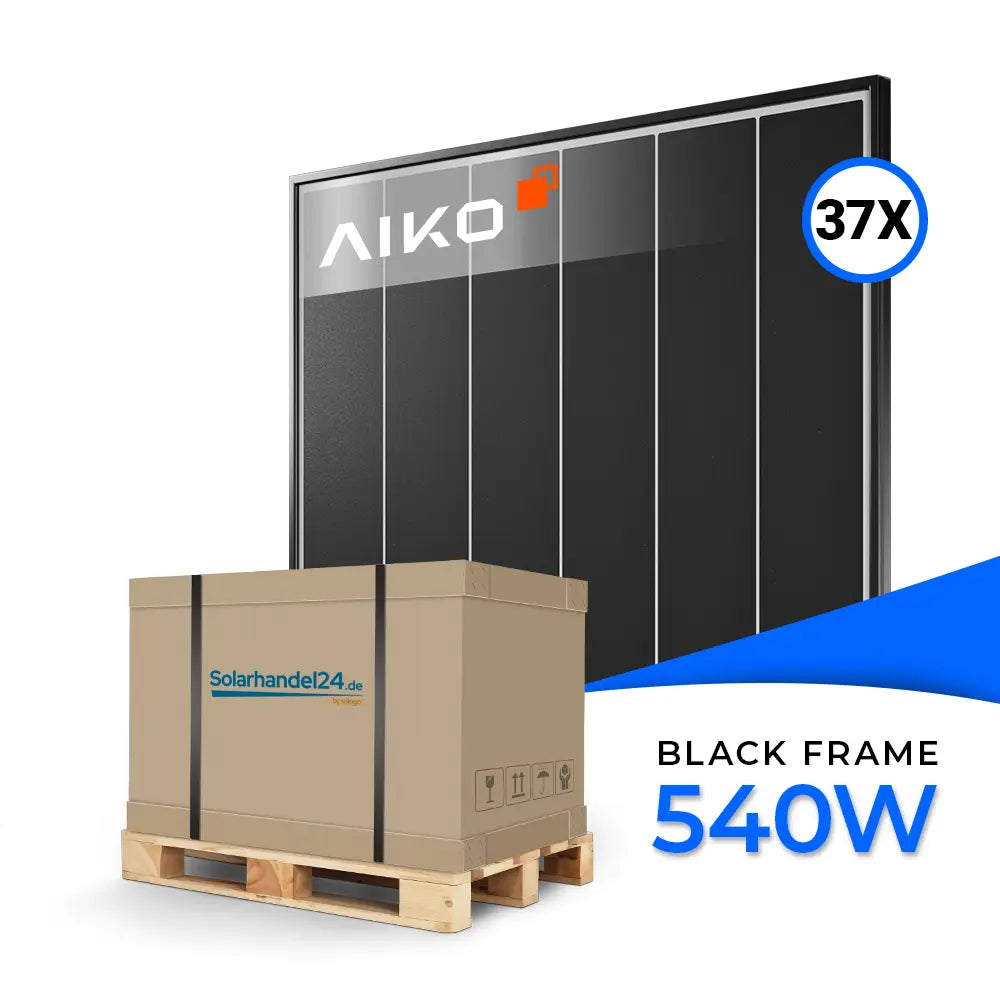 Produktbild - N-Typ ABC Glas-Glas Solarmodule mit jeweils 540 WP in eleganter Black-Frame Optik.