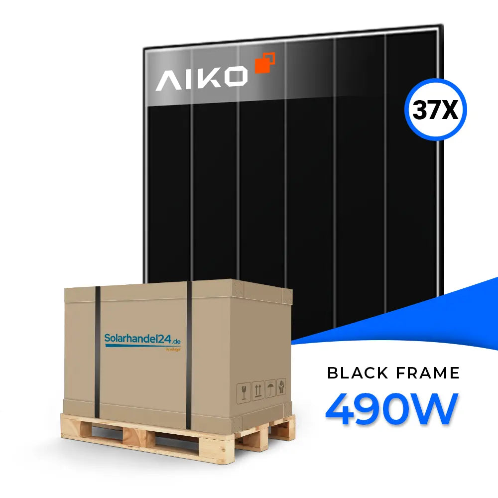 AIKO Solar 490W Black Frame Dual Glass A490-MCE54Dw 3P+54 - Palette 37 ...