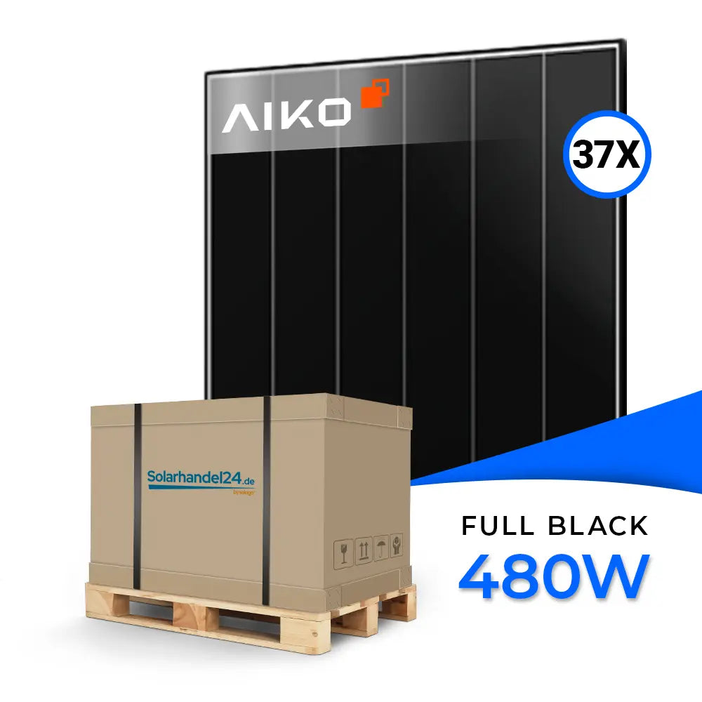 Aiko 480W Full Black Solarmodul der Neostar 3P+54 Serie mit Versandpalette von Solarhandel24.de – Verpackungseinheit für Großbestellungen