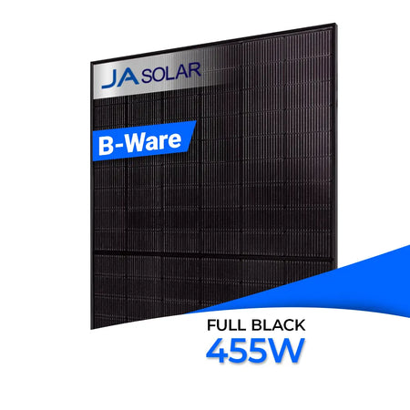 JA Solar 455W Bifazial Glas-Glas Full Black Modul JAM54D41 LB - ein leistungsstarkes N-Typ bifaziales Doppelglas-Solarmodul mit 455 WP Leistung.