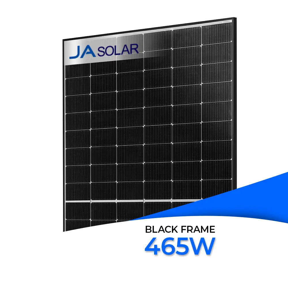 Produktbild - Ja Solar-465W_BF_JAM54D40-465_LR - leistungsstarkes N-Typ Glas-Glas-Solarmodul mit 465 WP Leistung im modernen Black Frame Design