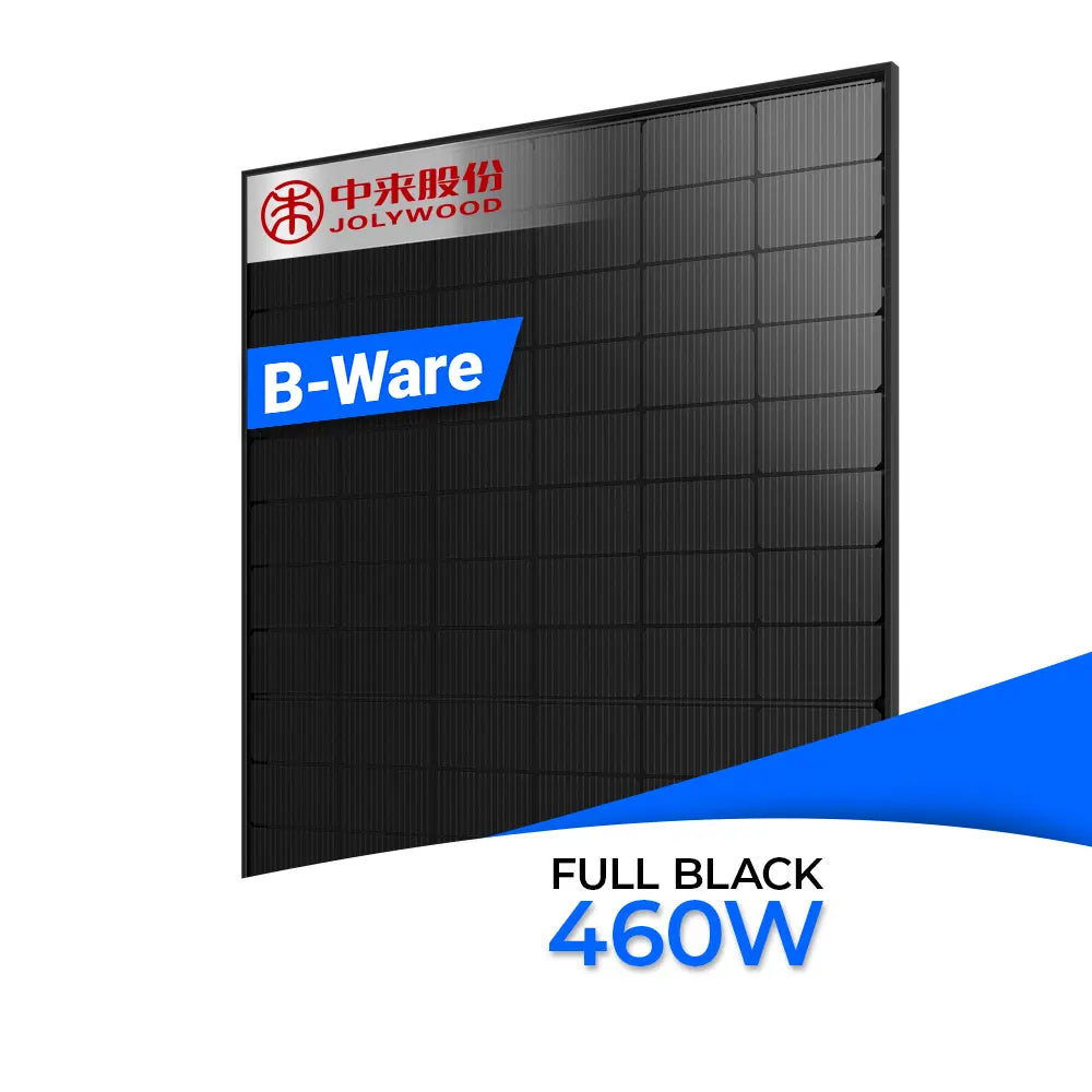 Jolywood JW-HD96N-R2 - ein n-Typ TOPCon Solarmodul mit 460 WP Leistung in hochwertiger Black Optik.
