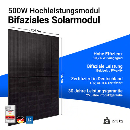 Infos Solarmodul Jolywood 500 Watt bifazial 