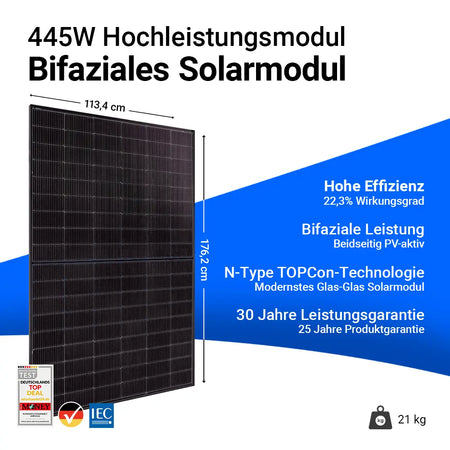 Trina 445W Solarmodul bifazial 