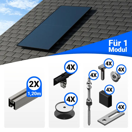 Standard Bitumendach Montageset für 1 Solarmodul hochkant