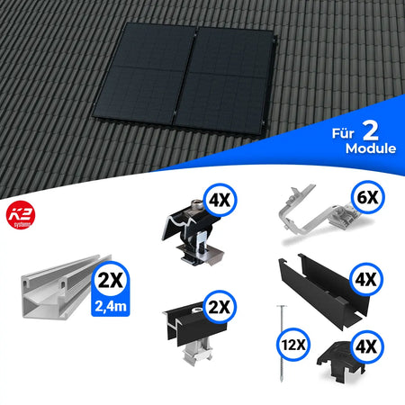 K2 Systems Schrägdach Montageset für 2 Solarmodule