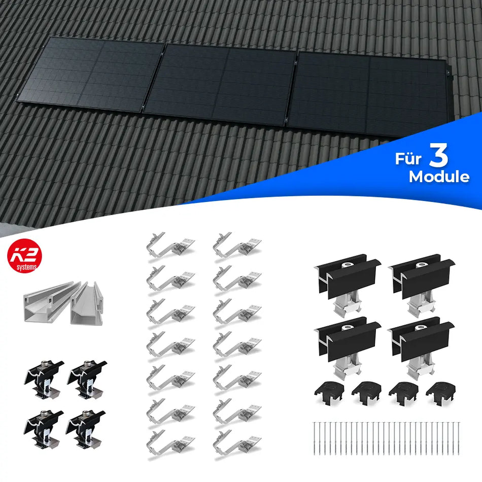 K2 Systems Quermontage Schrägdach Montageset für 3 Module