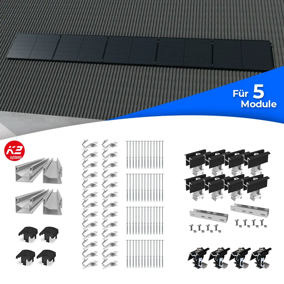 K2 Systems Quermontage Schrägdach Montageset für 5 Module