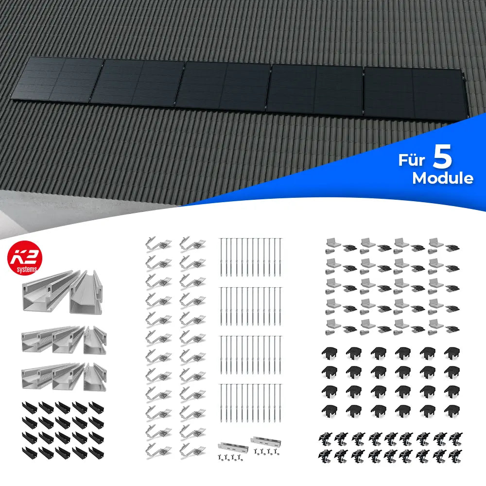 K2 Systems Quermontage Schrägdach Kreuzverbund Montageset für 5 Module