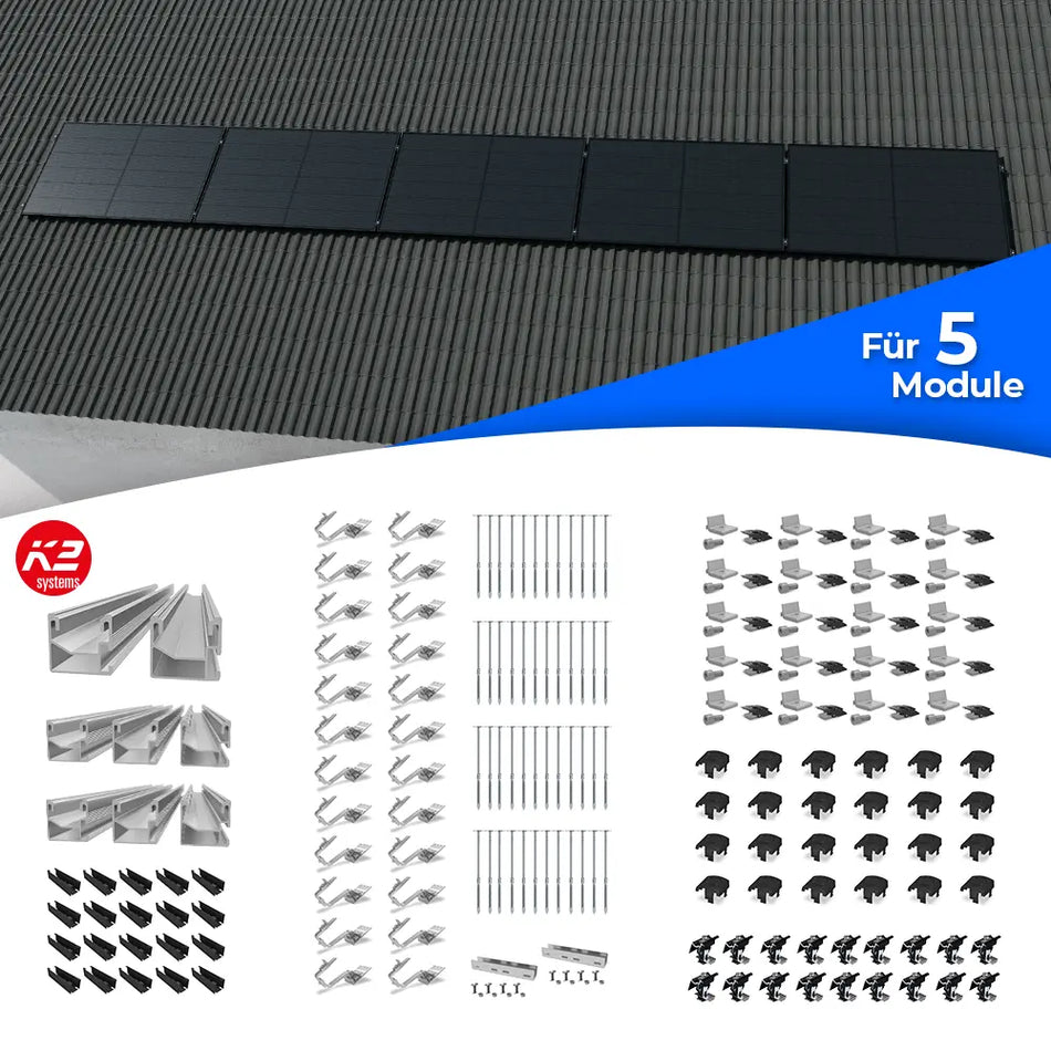K2 Systems Quermontage Schrägdach Kreuzverbund Montageset für 5 Module