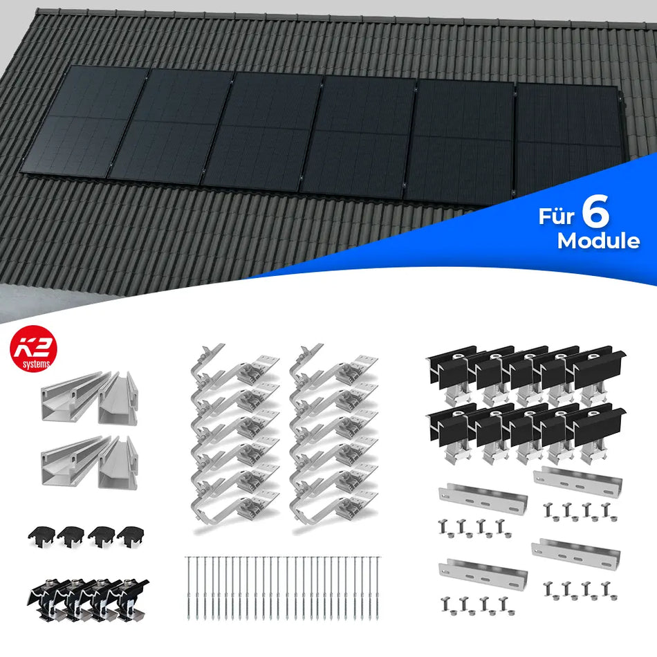 K2 Systems Schrägdach Montageset für 6 Solarmodule