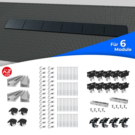 K2 Systems Quermontage Schrägdach Montageset für 6 Module