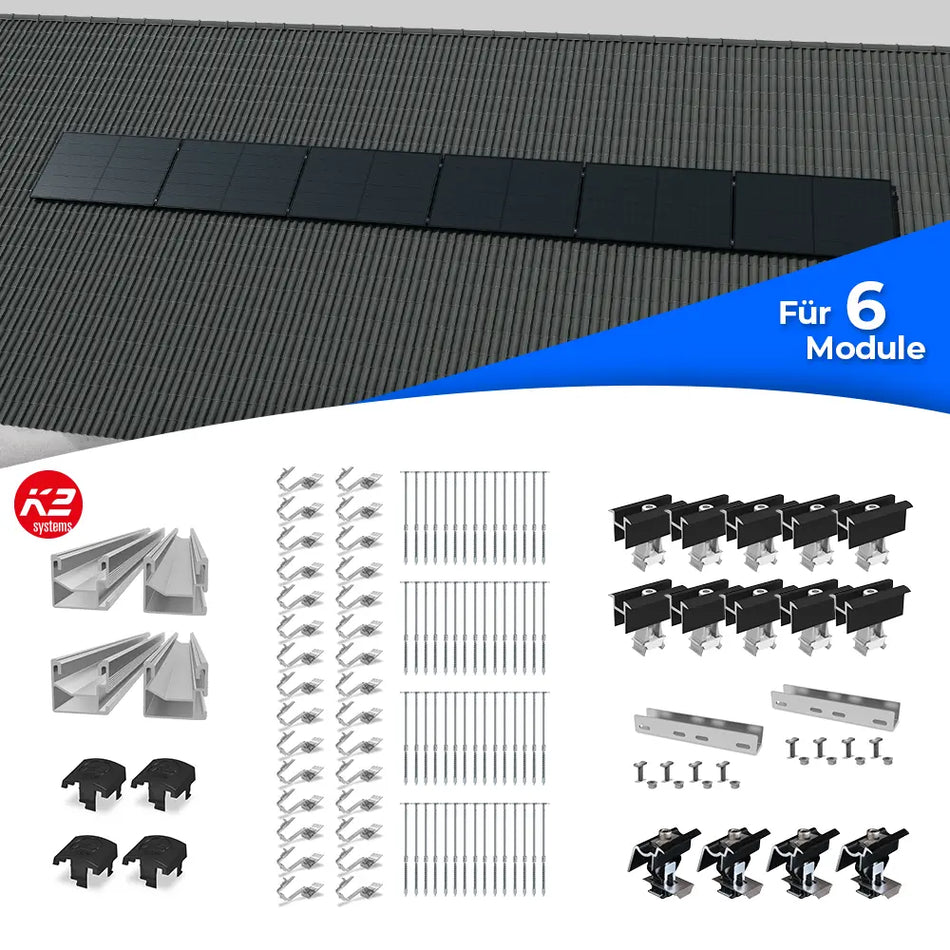 K2 Systems Quermontage Schrägdach Montageset für 6 Module