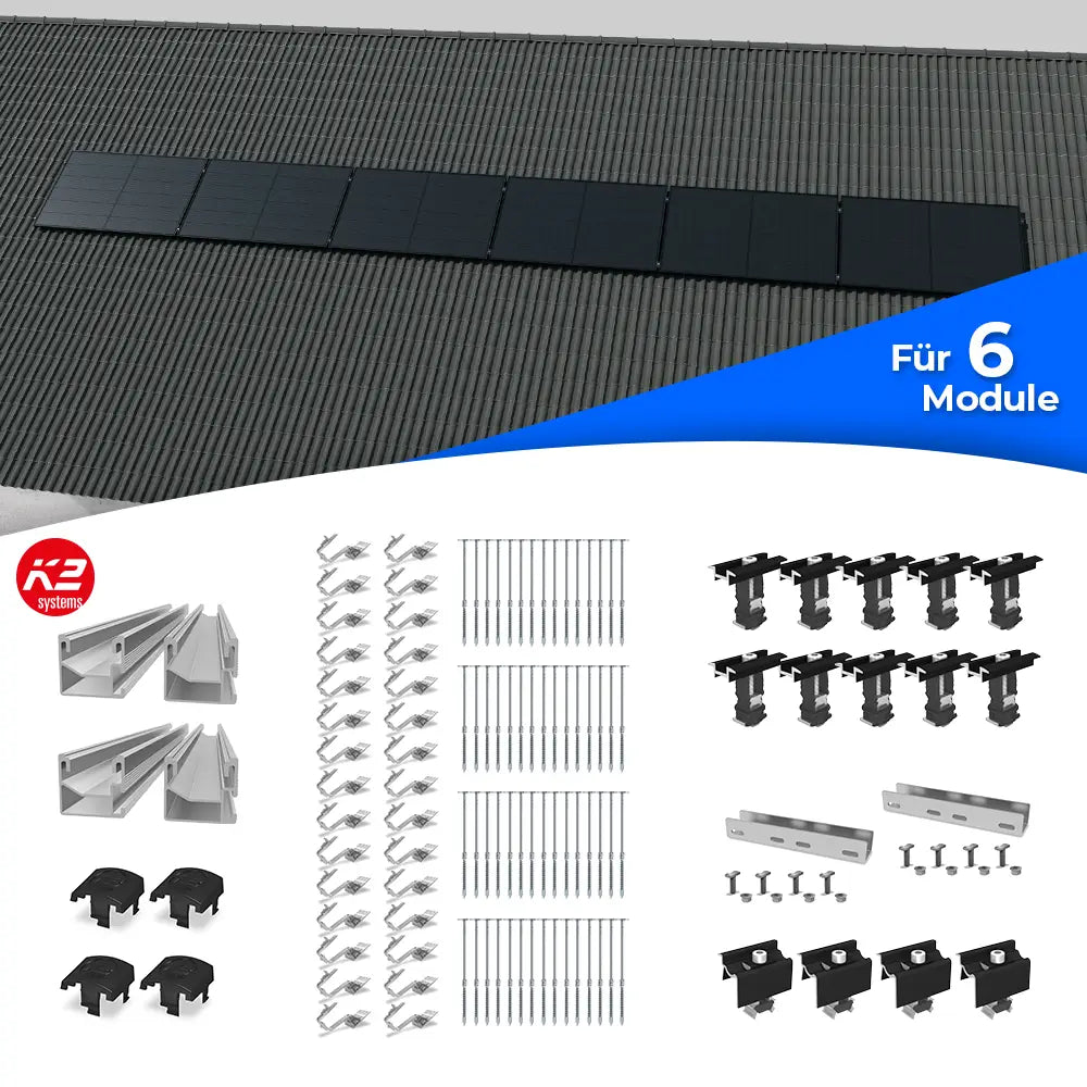 K2 Systems Quermontage Schrägdach Montageset für 6 Module