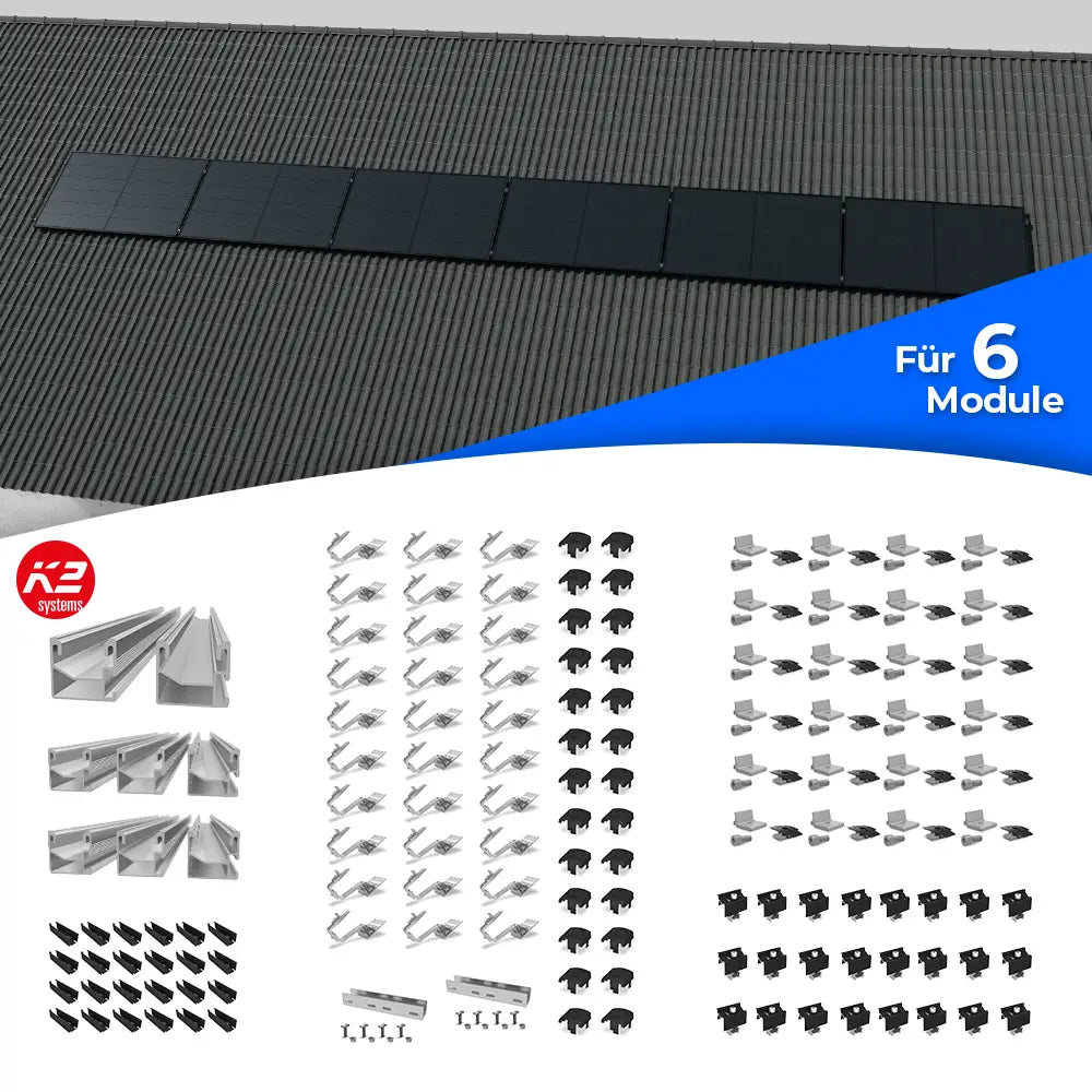 K2 Systems Quermontage Schrägdach Kreuzverbund Montageset für 6 Module