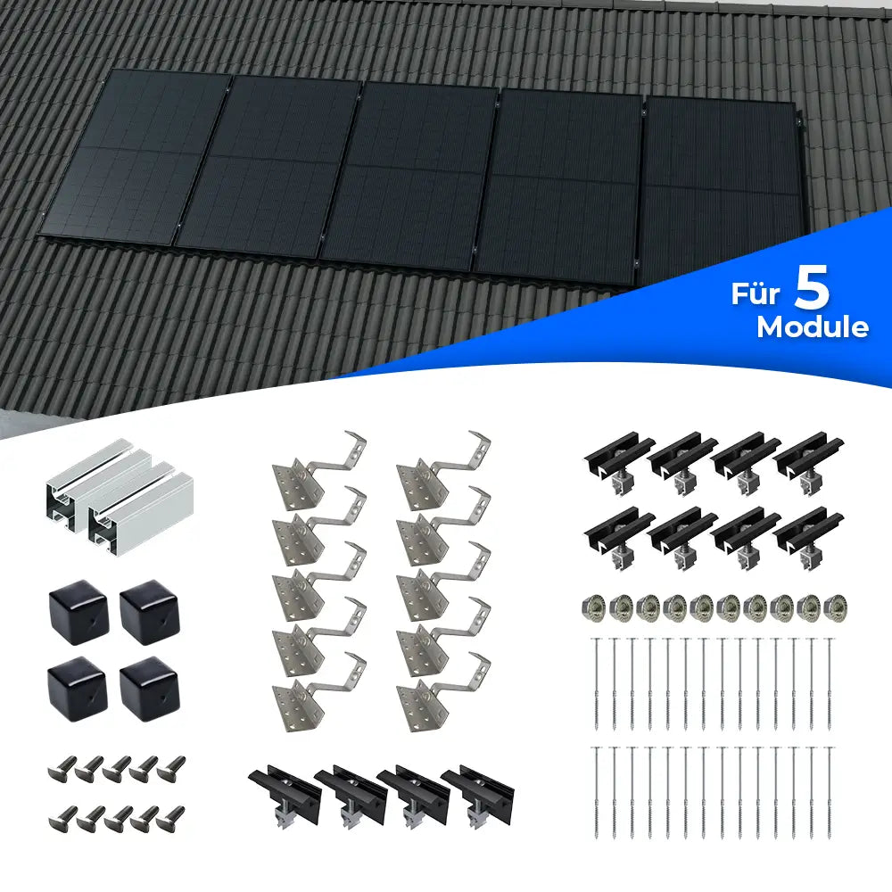 Standard Schrägdach Montageset für 5 Solarmodule