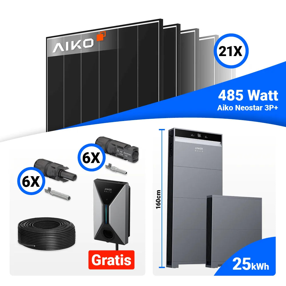 PV Komplettset 10 kWp Black Frame Solaranlage mit Anker SOLIX Hybrid WR kaufen