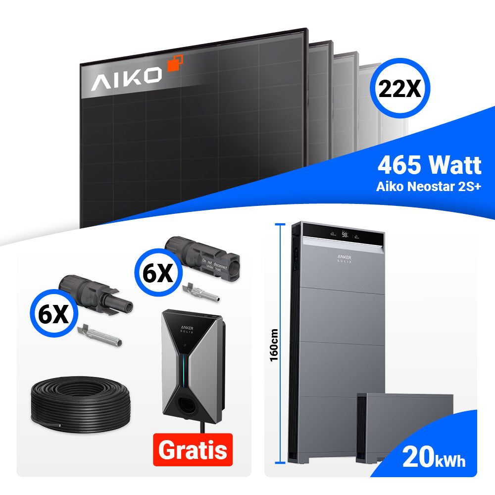 PV Komplettset 10 kWp mit 22 AIKO 465W Full Black Modulen kaufen