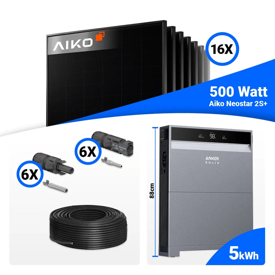 PV Komplettset 8 kWp AIKO 500W Full Black mit Hybrid Wechselrichter kaufen
