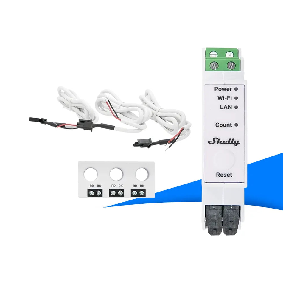 Produktbild Shelly Pro 3EM-3CT63 – Intelligenter Energiezähler für ein- und dreiphasige Systeme