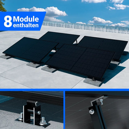 Solaranlage 8 Module zur Flachdachmontage – Photovoltaik Komplettpaket mit Montageset und Speicheroption – kaufen bei SH24.