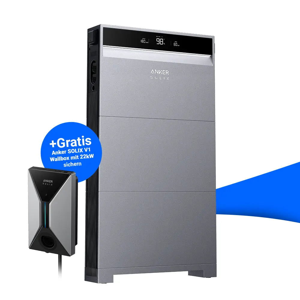 Anker SOLIX X1 Hybridwechselrichter in modernem Design mit flexibler Speicherlösung und kostenloser Wallbox ab 10 kWh – verfügbar bei SH24.