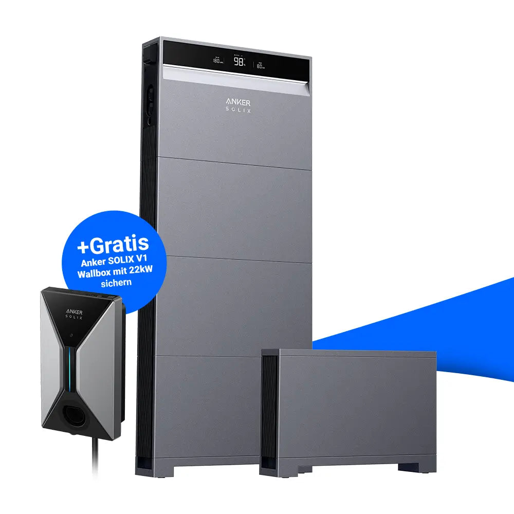 Moderner Anker SOLIX X1 Hybridwechselrichter mit Speicheroption und kostenloser Wallbox ab 10 kWh – jetzt bei SH24 erhältlich.