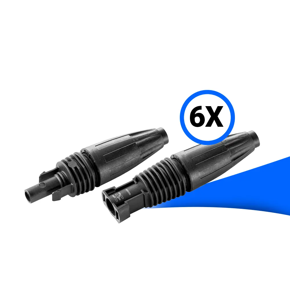 Weidmueller PV-Stick 6er-Set – schwarze PV-Steckverbinder für Solarkabel