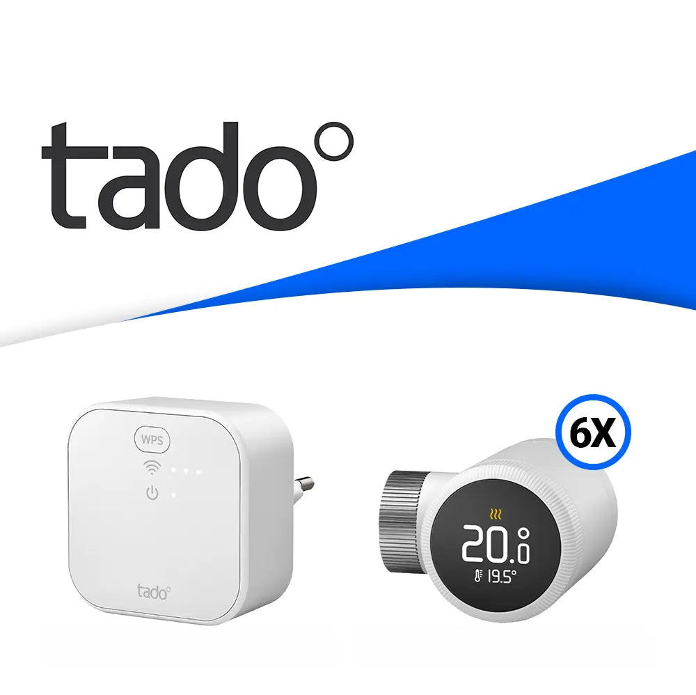tado° X Starter Kit mit 1x Bridge & 6x Smarten Heizkörper-Thermostaten - Produktbild